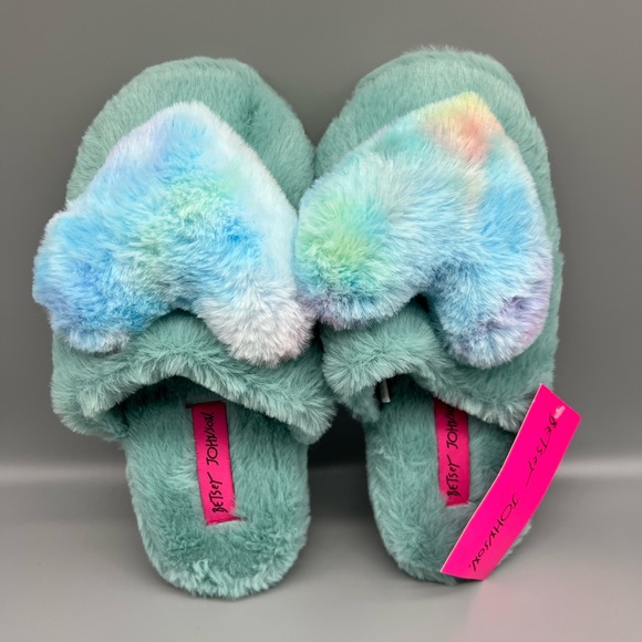NWT BETSEY JOHNSON faux fur slippers. Size 9-10 - Picture 2 of 6
